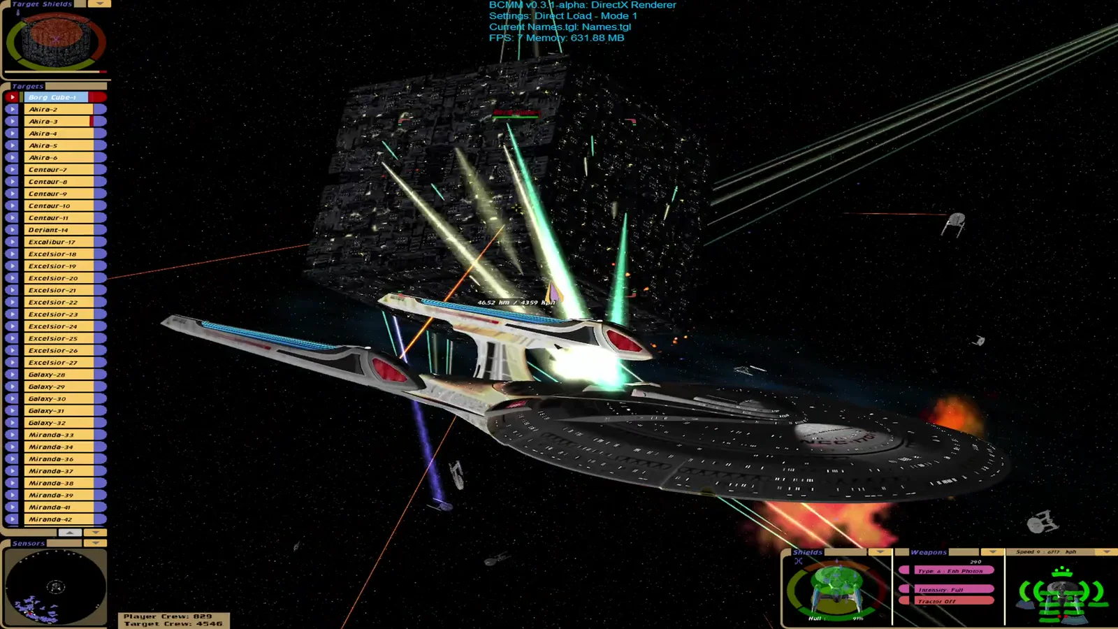 Video preview: Bridge Commander Maelstrom Mod (Partial) - Borg Cube vs 50 different Federation Ships